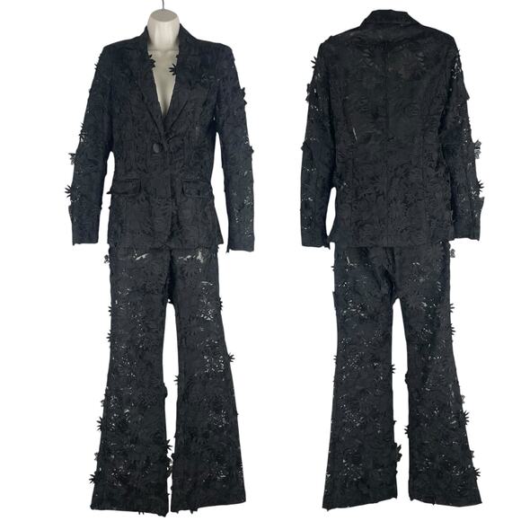 Fashion Nova Luxe Denise Embroider Blazer Pants 2 Pieces Suit Set Size S/M - Picture 1 of 12